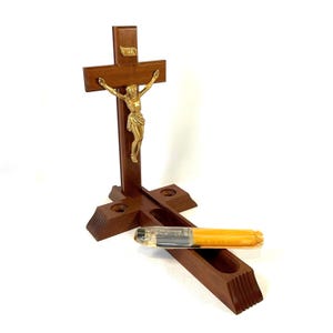 Wall Sick Call Crucifix Wood Cross With INRI Scroll Above Jesus