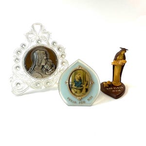 Italian Collection of Vintage Religious Catholic Table Top Decor Pieces
