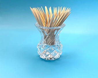 Brilliant Cut Crystal Vintage Toothpick Holder: Diamond Prism Design by Artmark