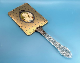 Vintage Marie Antoinette Handspiegel, vergoldetes Rokoko-Design, französische Eitelkeit Sammlerstück