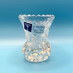 Vintage Yugoslavian Crystal Toothpick Holder Contemporary Grooved Prism Base and Sawtooth Top that Catches the Light Beautifully