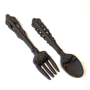 Große Gabel und Löffel, Gusseisen Wand Dekor