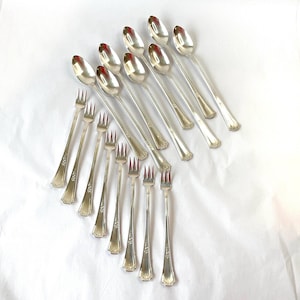 Vintage National Silver Iced Tea Spoons & Pickle Forks - &quot;Nine&quot; Pattern