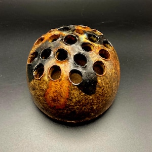 Vintage Pottery Flower Frog Vase, Artist Marked to Bottom Side