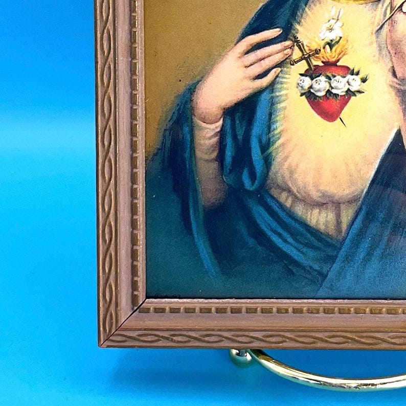 Immaculate Heart of Mary, Vintage Lithograph in Original Frame With ...