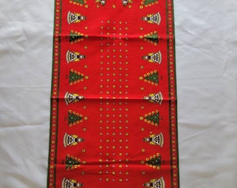 Vintage Austrian Red Christmas  Table Runner 100% Cotton