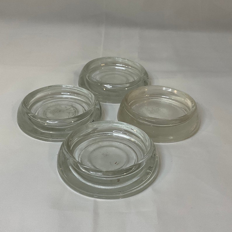 Vintage Glass Furniture Coasters Gliders Floor Protectors 3 Round Chair