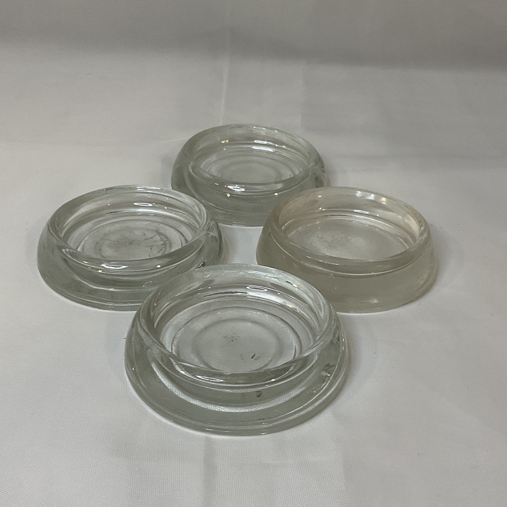 Vintage Glass Furniture Coasters Gliders Floor Protectors 3 Round Chair