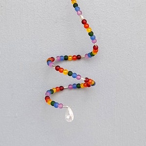 Handmade Pride Rainbow Frosted Glass Bead Spiral Suncatcher