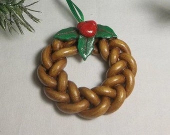 Braided Wreath Yule Solstice Christmas Polymer Clay Ornament