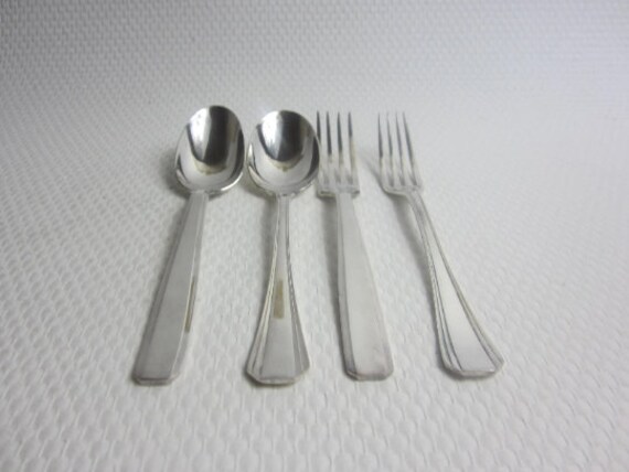 Superbe Français Ensemble Vintage de Fourchette et Cuillères en Plaque d'argent Dans La Boîte d'orig