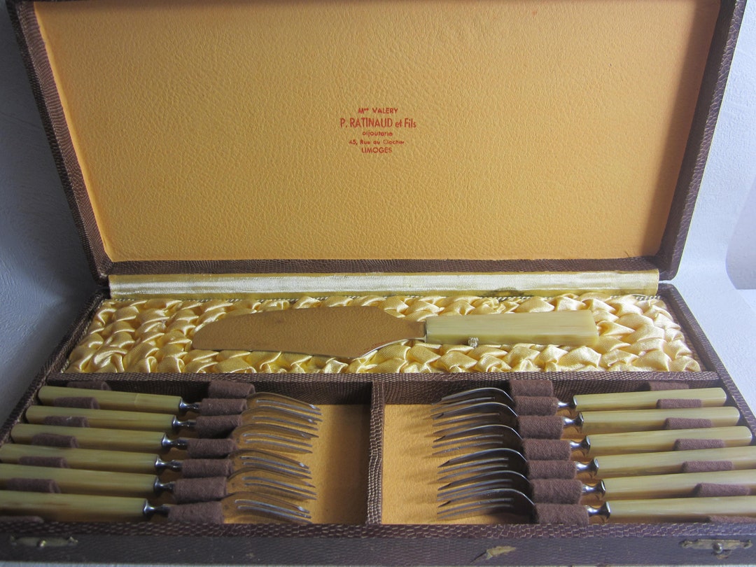 Stunning Vintage Set of Dessert Forks and Cake Knife in Presentation Box. Made in France. Etsy