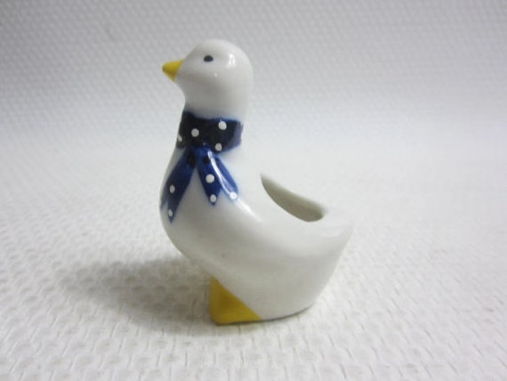 Superbe Français Paire Vintage de Porte-Dents Canard en Porcelaine.