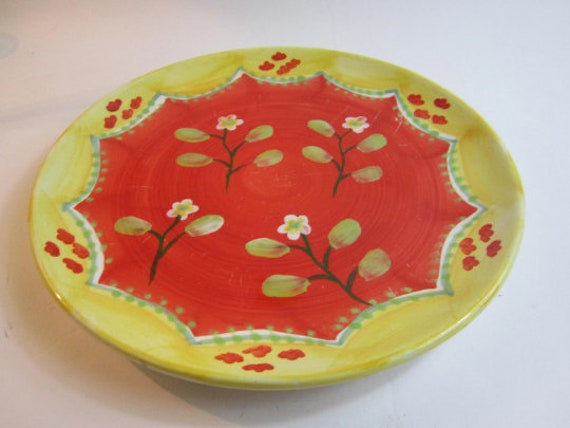 Superbe Français Assiette en Porcelaine Vintage Faite à La Main et Peinte Main.