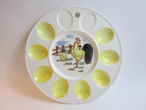 Superbe Français Grande Assiette en Porcelaine Vintage Pour Les Œufs.