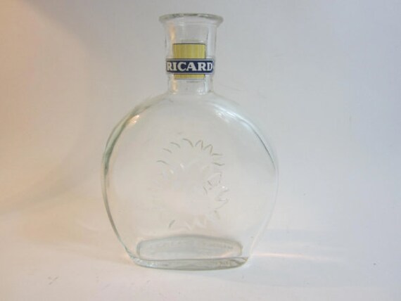 Superbe Français Carafe Vintage Ricard Whisky /Cognac en Verre.