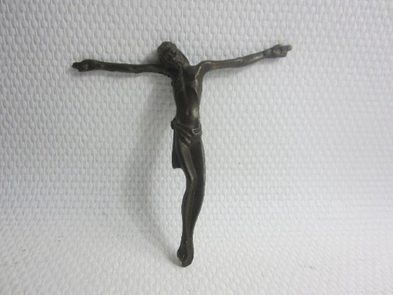 Magnifique Crucifix Lourd Français Vintage de Jésus en Fer.