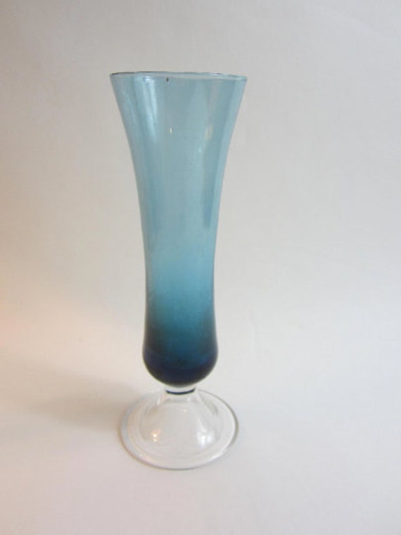 Superbe Français Vase Bleu Vintage en Verre.