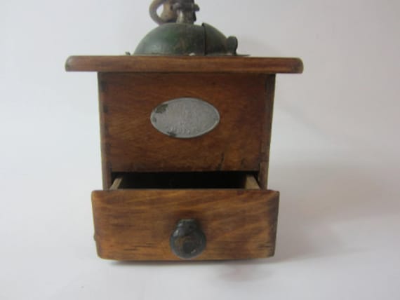 Superbe Moulin à Café en Bois Manivelle Vintage Français avec Tiroir.