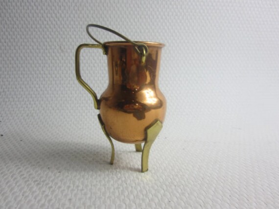 Superbe Français Seau Miniature Vintage avec Pieds en Laiton.