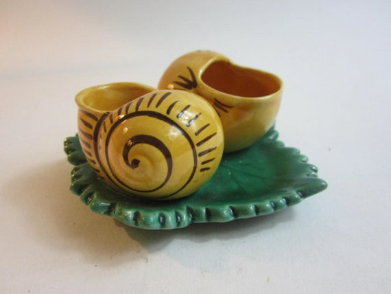 Superbe Plat en Porcelaine Vintage Français Pour Les Escargots/Escargot.