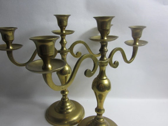 Fabuleuse Paire Vintage de Chandeliers/Bougeoirs en Laiton. Fabriqué France à Partir Laiton Massif.