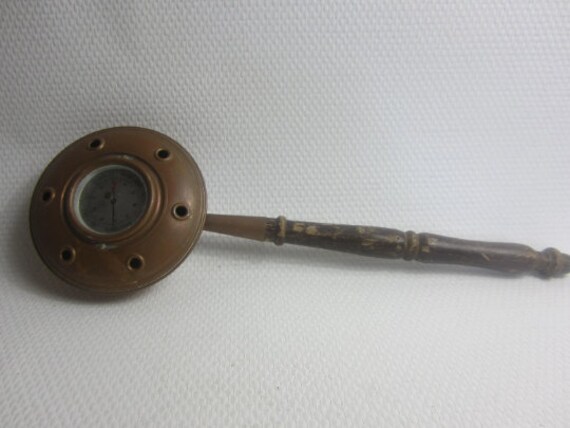 Superbe Baromètre Vintage Français en Cuivre et Bois.