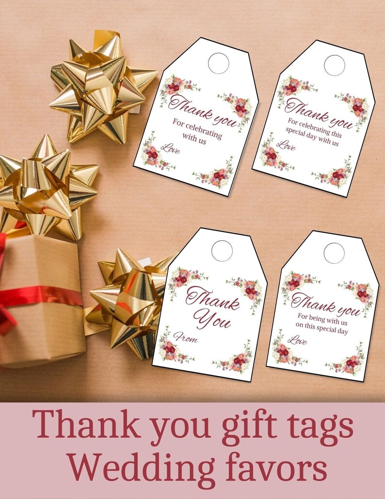 Thank You Gift Tags Printable Wedding Favor Tagsbaby Shower Etsy 