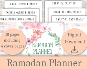 Planificador de Ramadán imprimible, diario del planificador de Ramadán, planificador de Ramadán 2022, planificador digital de Ramadán