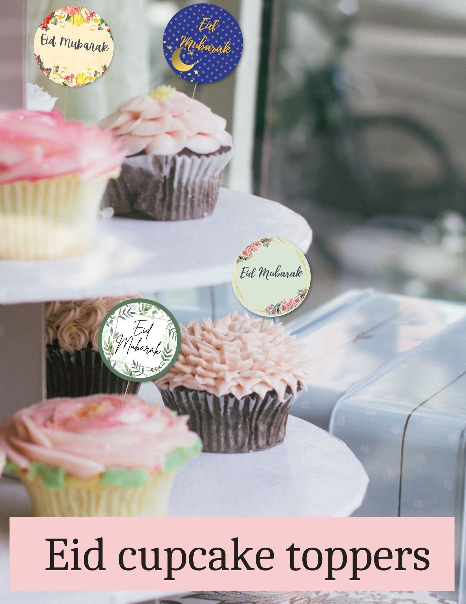 Eid Mubarak Cupcake Toppers Printable,happy Eid Cupcake Toppers ,eid