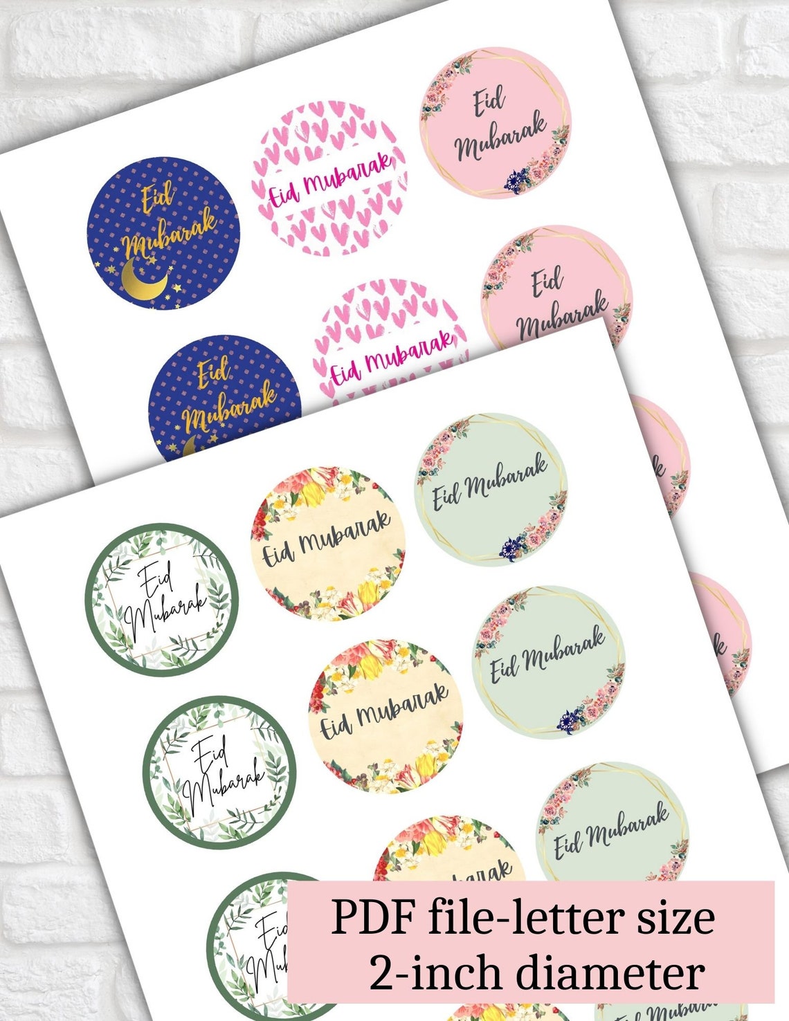 Eid Mubarak Cupcake Toppers Printable,happy Eid Cupcake Toppers ,eid