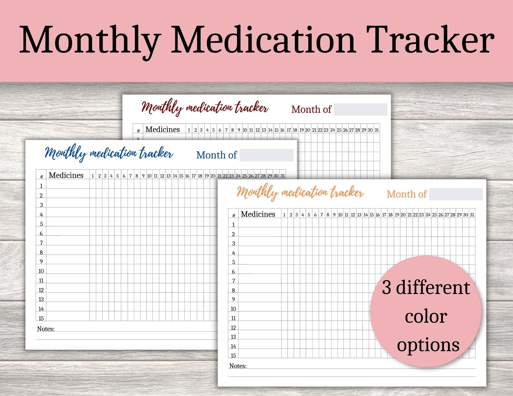 Monthly Medication Tracker Printable,30-day Medicine Tracker,medication  Planner - Etsy