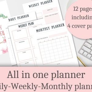 All in one printable planner-daily planner,weekly planner,monthly planner