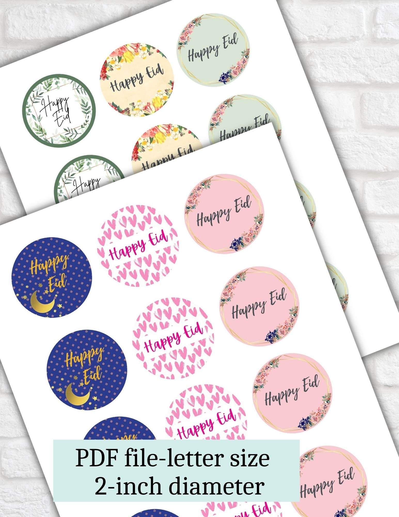 Happy Eid Cupcake Toppers Printableeid Cupcake Toppersdiy Etsy