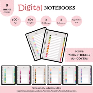 Colorful Digital Student Notebook: 60+ Templates, 7000+ Stickers (PDF Download)