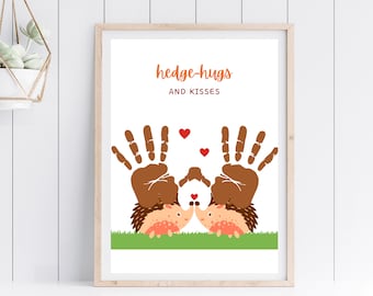 Handafdruk egel: doe-het-zelf herfstknutsels, kinderdagverblijf (digitale download)