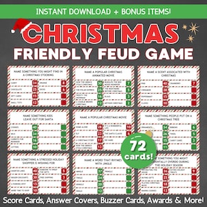 Christmas Friendly Feud Game: Printable Holiday Trivia (Digital Download)