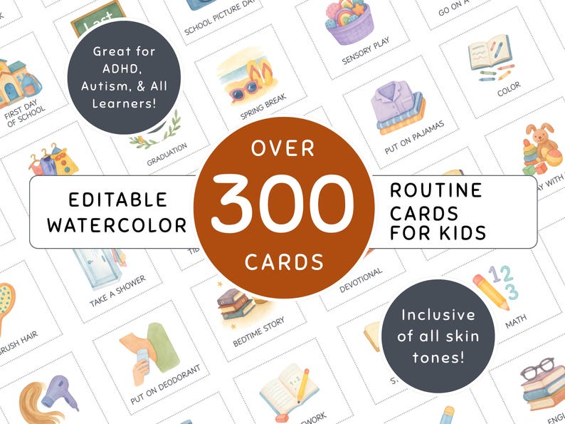 Editable Kids Daily Routine Cards: Visual Montessori Chore Chart ...