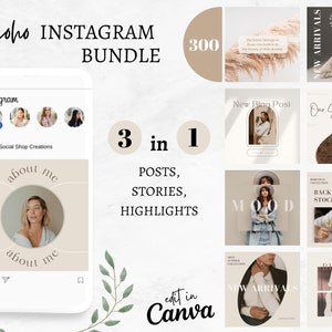 Instagram Bundle Template, Instagram Templates for Canva, Instagram Story Templates, Instagram Post Templates, Boho Instagram Templates