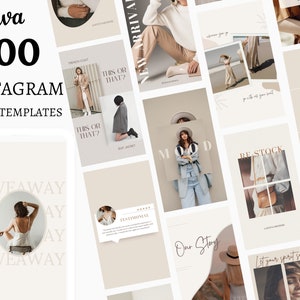 100 Instagram templates, Boho Instagram Story Template, Minimalist, lifestyle, Canva Instagram Templates, Instagram Influencer Templates