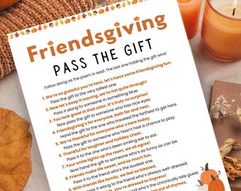 Friendsgiving Pass the Gift Game: Printable Thanksgiving Activity (Digital Download)