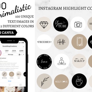 500 Instagram story highlight covers, icon pack, black and white, lifestyle, minimalist highlights, social media kit, icons for ig stories