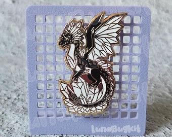 Mystical Dragon Fantasy Enamel Pin - Crystal Stone