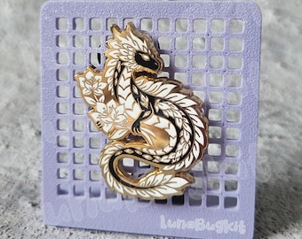 Mystical Dragon Fantasy Enamel Pin - Bloom Dragon - Flower Dragon - Nature Dragon