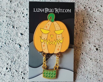 Pumpkin Hot Air Balloon Hard Enamel Pin - Spooky Cute Pin