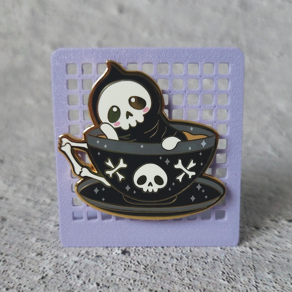 Tea Grim Hard Enamel Pin - Spooky Cute Pin