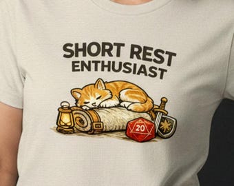 Ginger Cat: Short Rest Enthusiast RPG Tee | Mysig katt DND-tröja