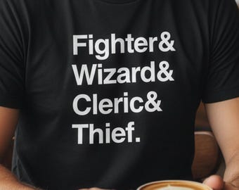 Trollkarl, präst, tjuv, krigare, typografisk tröja