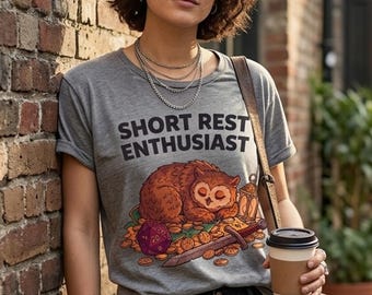 Short Rest-entusiast-t-shirt | Owlbear Dungeons and Dragons-spelarens gåva