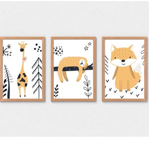 Woodland Animals Nursery Wall Prints, Woodland Animals Nursery Wall Art, Nursery Decor, Playroom Decor, Set of 3 Wall Prints, Woodland